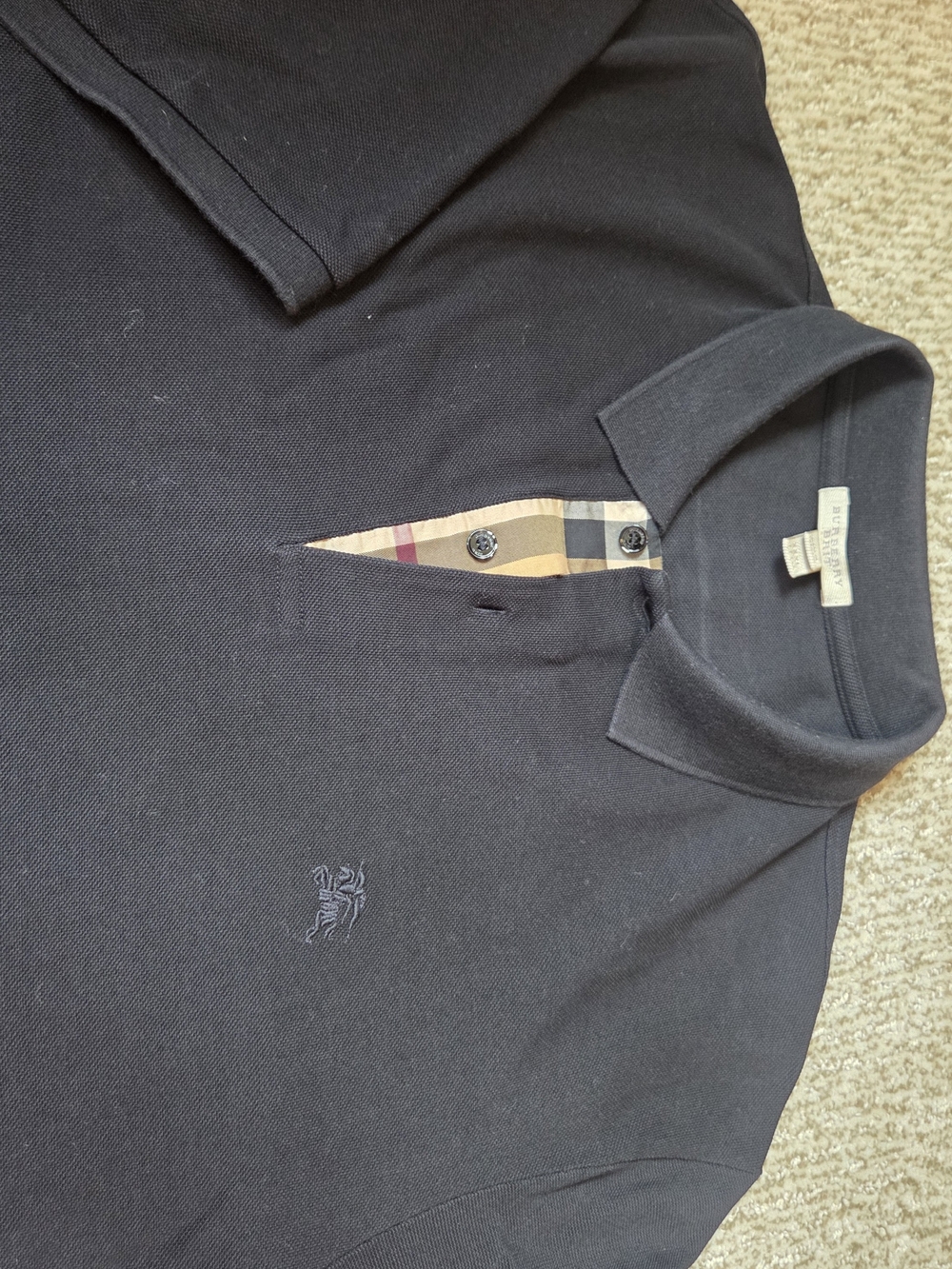 Burberry XXXL Black Polo with Signature Check Placket
